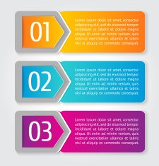 Vector One Two Three progress labels with arrows N2