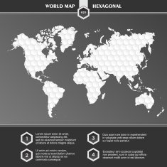 Infographic white World Map symbols and typography N3