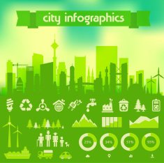 City infographics on blurred background