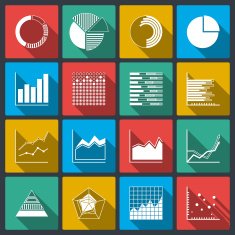 Business icons of ratings graphs and charts