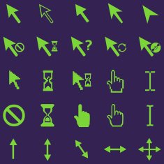 vector set of 25 cursors N2