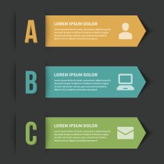 Vector step options banners and letters A B C N6