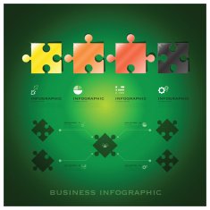 Modern Jigsaw Puzzle Business Infographic Background Design Template N4