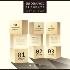 flat style abstract box infographics