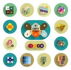 Flat long shadow infographic designs N12