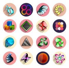 Long shadow round icons set