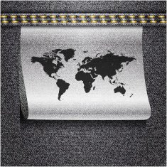 World map Vector on jeans label N2