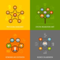Connected people flat icons set N2