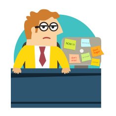 Worried angry office worker at the desk