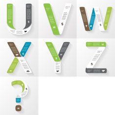Vector font infographic diagram with letters N6