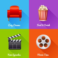 Cinematography set of square movie banners N2