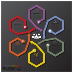 Fusion Rotate Hexagon And Arrows Line Business Infographic N2