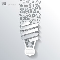 Eco bulb icon Flat abstract background with web icons Interface