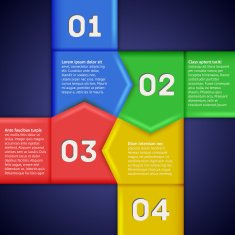 Infographics with square of numbered pointers