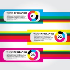 Colorful ribbon style infographics set template N3