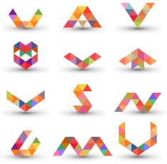 Set of abstract design elements letters