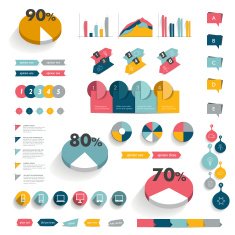 Collection of infographics elements Colorful set template N10