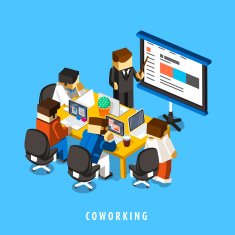 coworking concept 3d isometric infographic