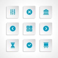 Modern vector icons set bend paper effect N18