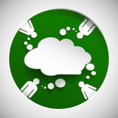Speech bubbel with people on circle green background N2