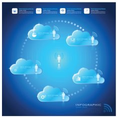 Communication Connection Cloud Shape Business Infographic Design Template N3