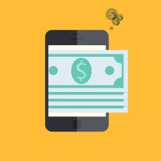 vector smartphone with mobile payment on orange
