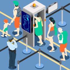 Isometric Queue at Security Checkpoint Machine free image download