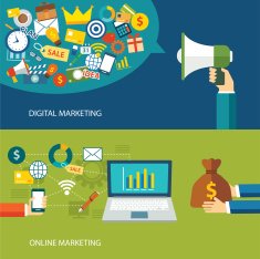 digital marketing and online flat design