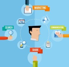 Social media marketing concept flat illustration