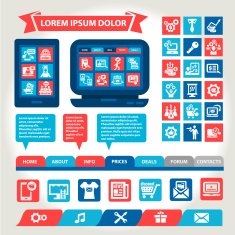web and mobile flat design elements