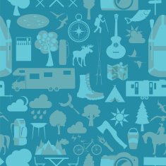 Camping outdoors hiking seamless Pattern