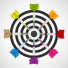 3d realistic concept infographic template target with darts Vector illustration