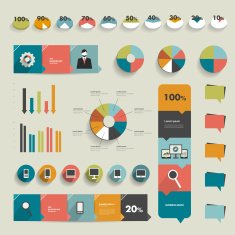 Collection of flat infographics elements N12