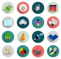 Flat long shadow colorful infographic icons