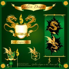 Golden Dragon on a red background infographic N4