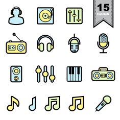 Music Line icons set N2