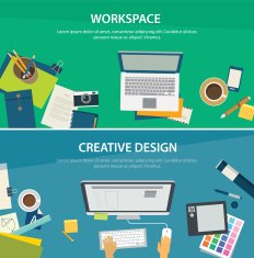 workspace and creative design banner template N2