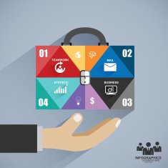 Infographics businessman hand hold business bag
