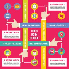 Infographic Business Concept in Flat Style - Four Human Hands