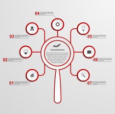 Abstract infographic with a magnifying glass N10