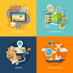 Navigation icons flat composition N2