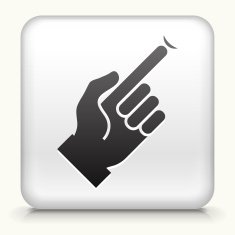 Square Button with Hand Holding Contact Lens