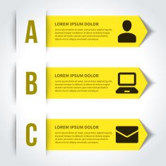 Vector step options banners and letters A B C N7