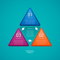 Abstract vector 3 steps infographic template in flat style N3