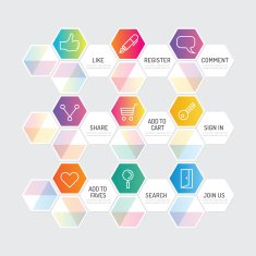 Modern banner button with social icon design options Vector N9