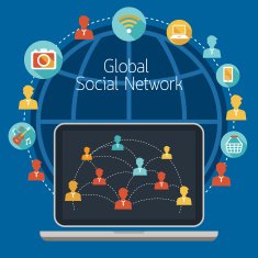 Laptop with Social Network Frame and Icons