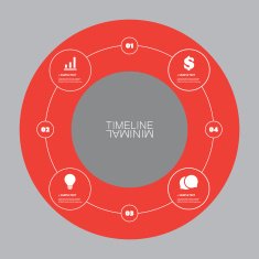 Minimal Timeline Circle Design - Infographic Elements with Icons