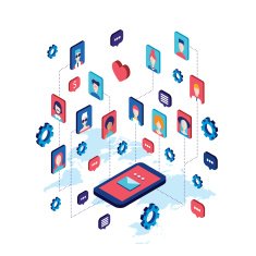 Social network and technology concept Modern flat isometric design N13