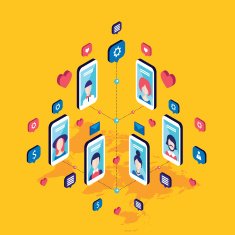 Social network and technology concept Modern flat isometric design N14