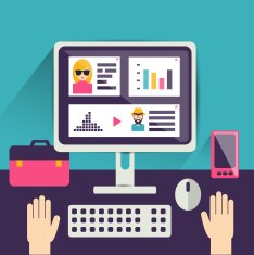 Flat design Work office Computer worker Vector N2